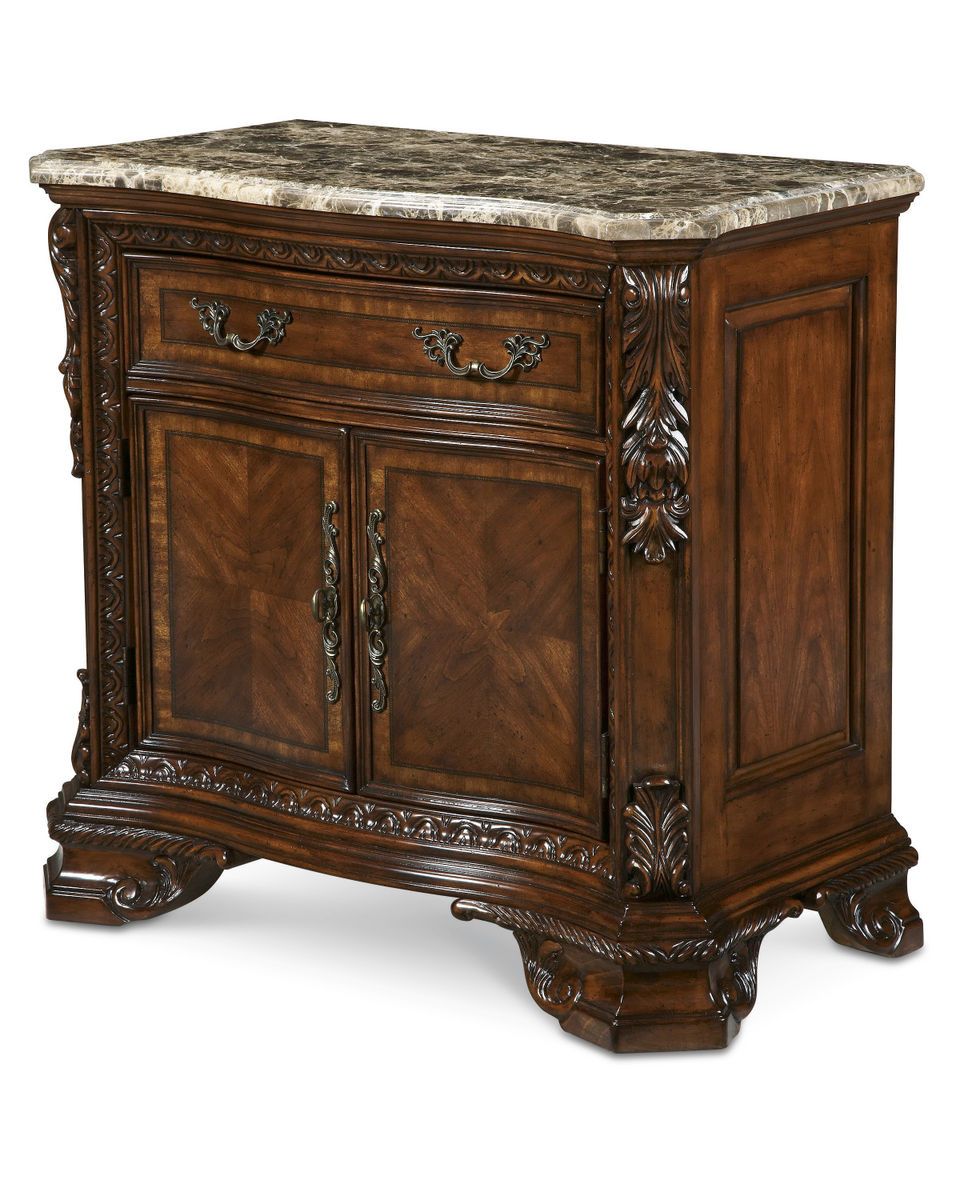 Old World Stone Top Nightstand