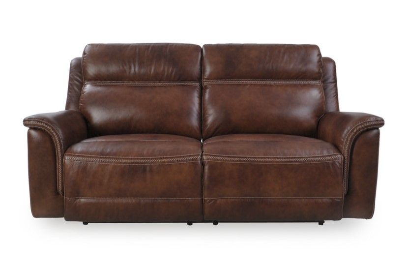 moccasin stitch power leather reclining sofa