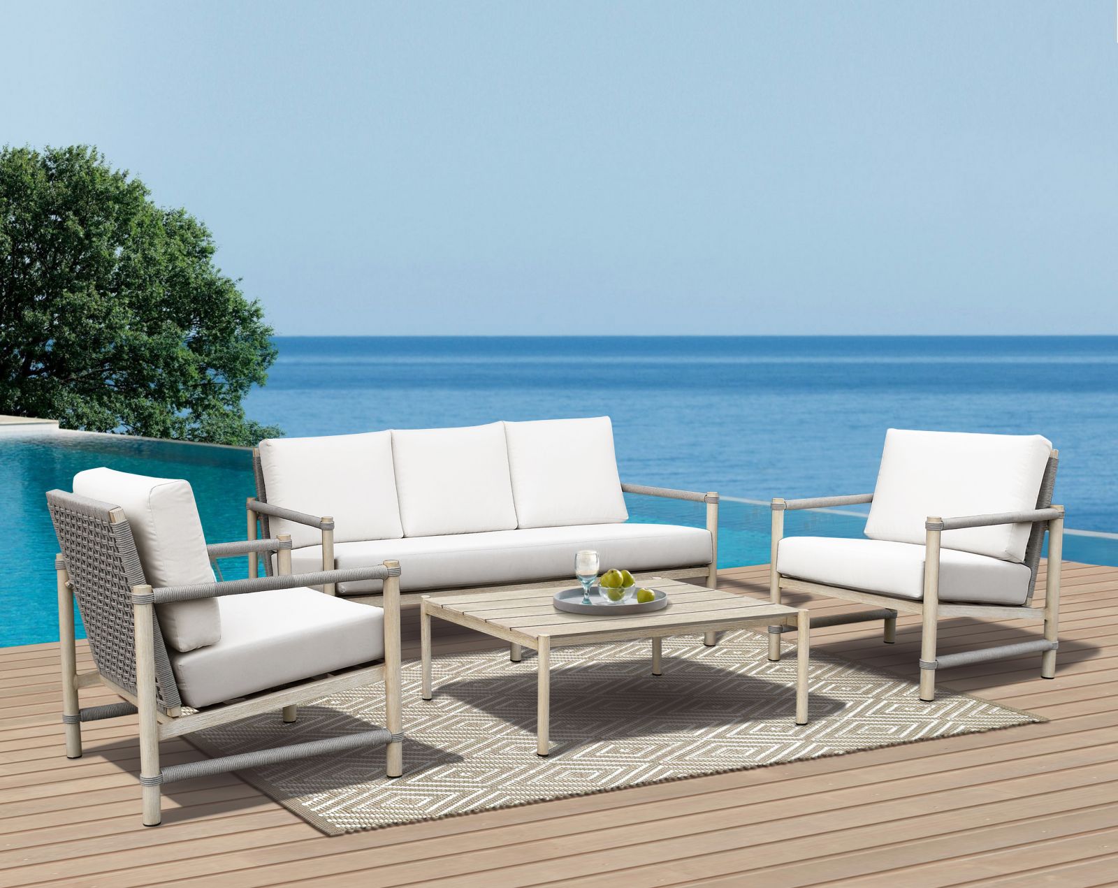 Caicos Sofa with 2 Chairs and Cocktail Table