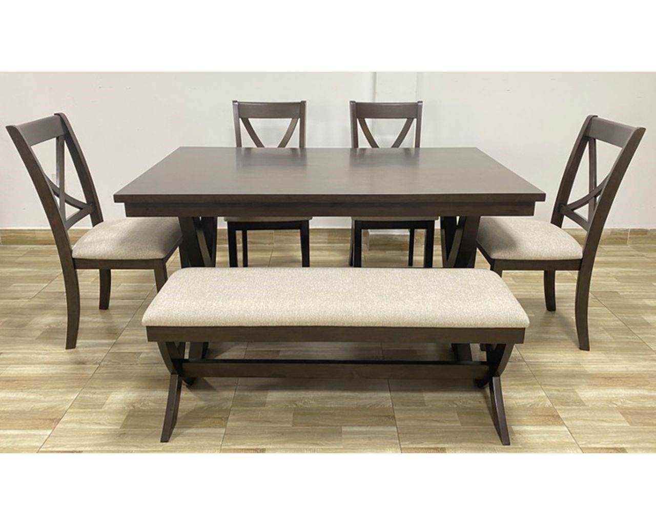 Mason Dining Table with 4 Chairs and a Bench