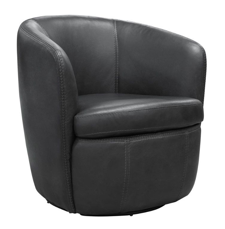Barolo Slate Leather Swivel Chair