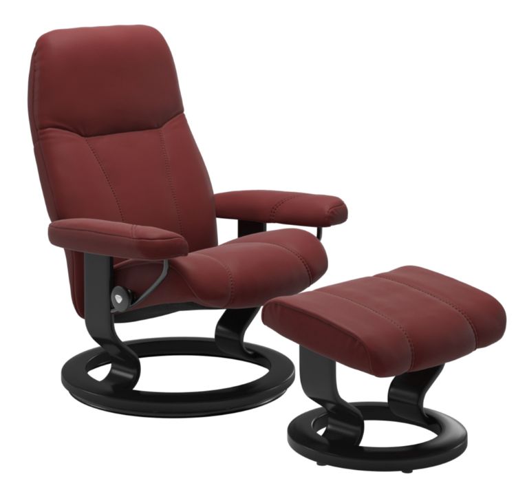 Consul Medium Classic Maroon Chair &amp; Ottoman